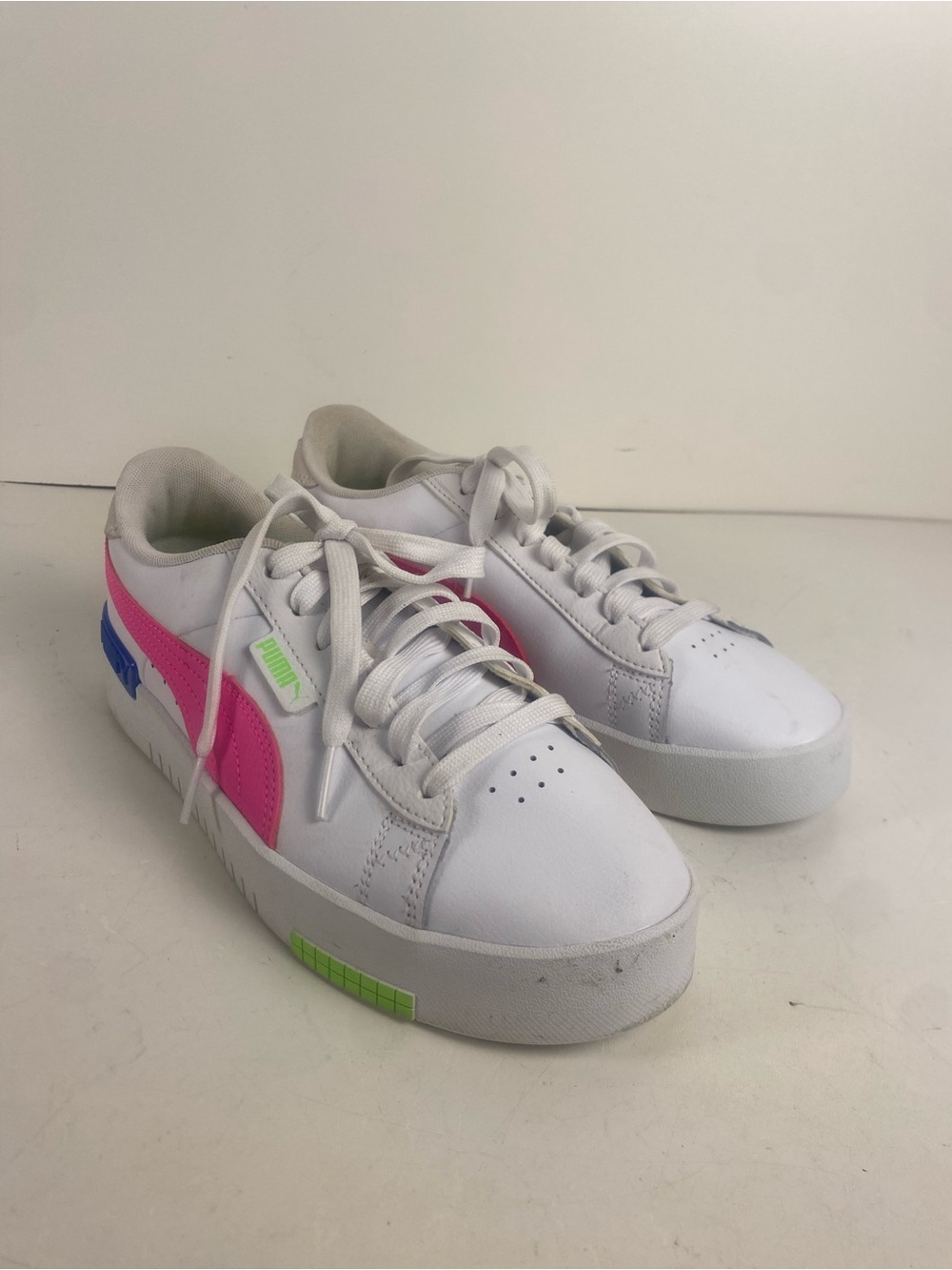 Puma White Jada Sneakers With Pink, Blue and Neon Green Accents Size 8.5o
